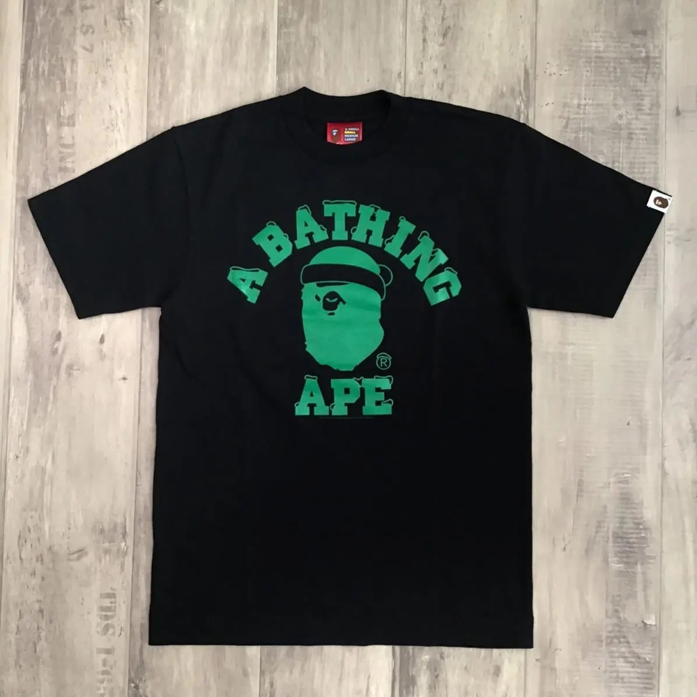 Bape Black Tee with Vibrant Green Graphic